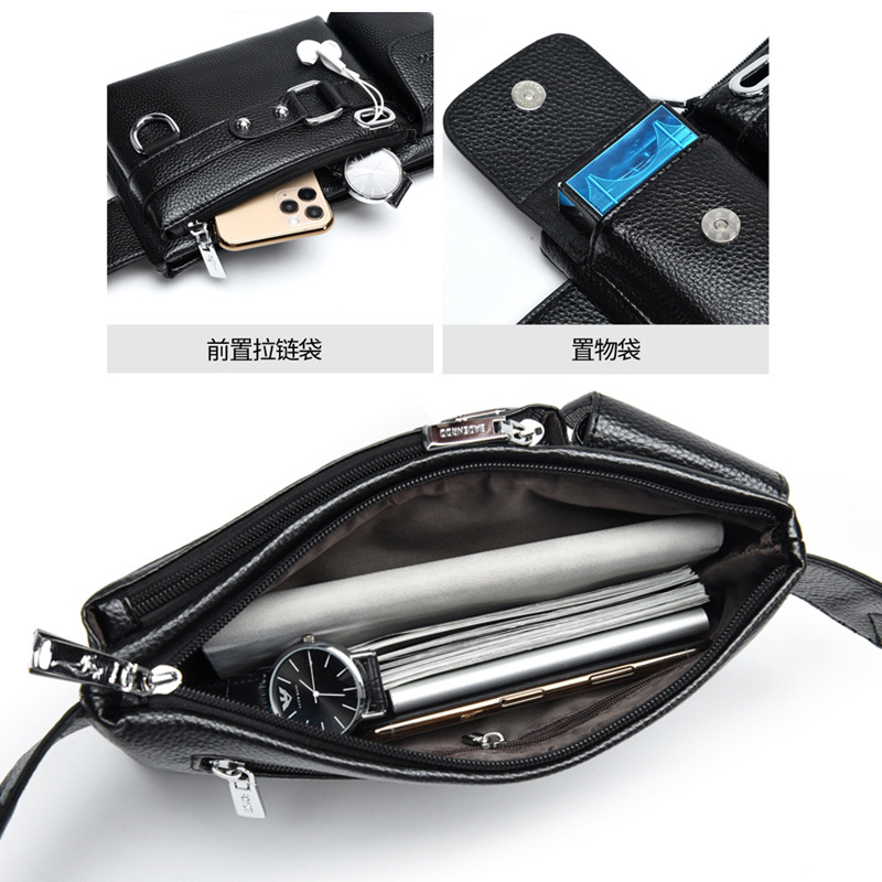 Leather Belt Bag MultiFunctional Sports Leather Bag Casual Fashion Messenger Bag Large Capacity Waist Bag CrossBorder