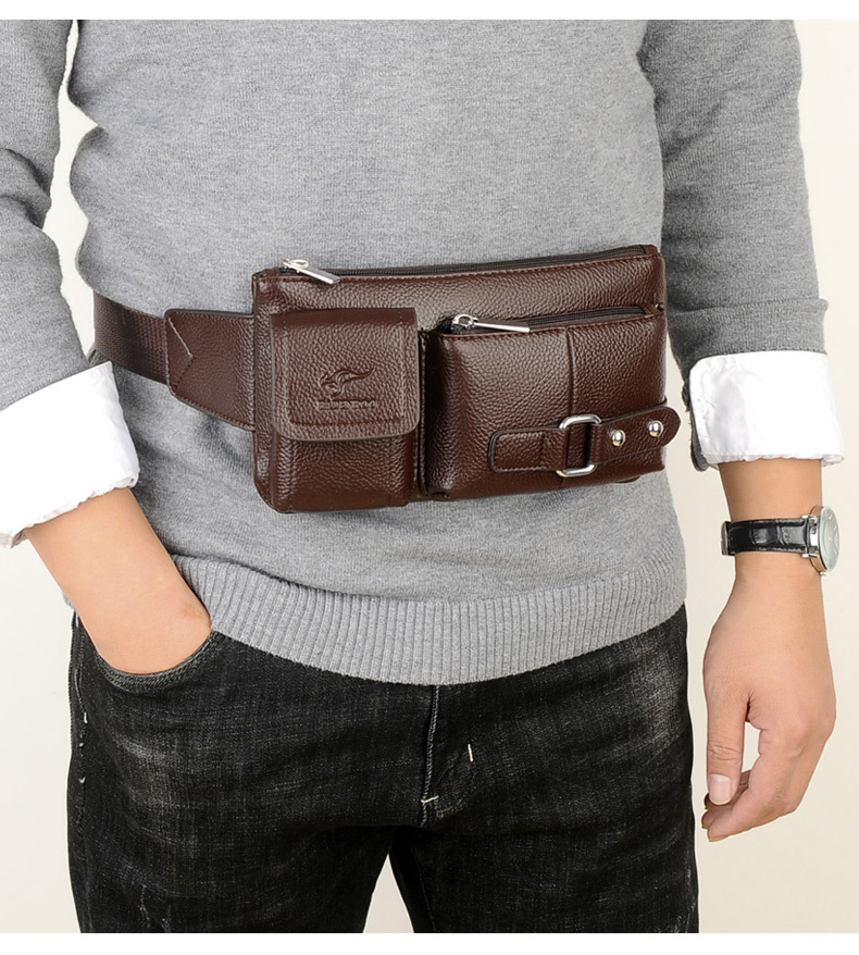 Leather Belt Bag MultiFunctional Sports Leather Bag Casual Fashion Messenger Bag Large Capacity Waist Bag CrossBorder Leather Belt Bag MultiFunctional Sports Leather Bag Casual Fashion Messenger Bag Large Capacity Waist Bag CrossBorder