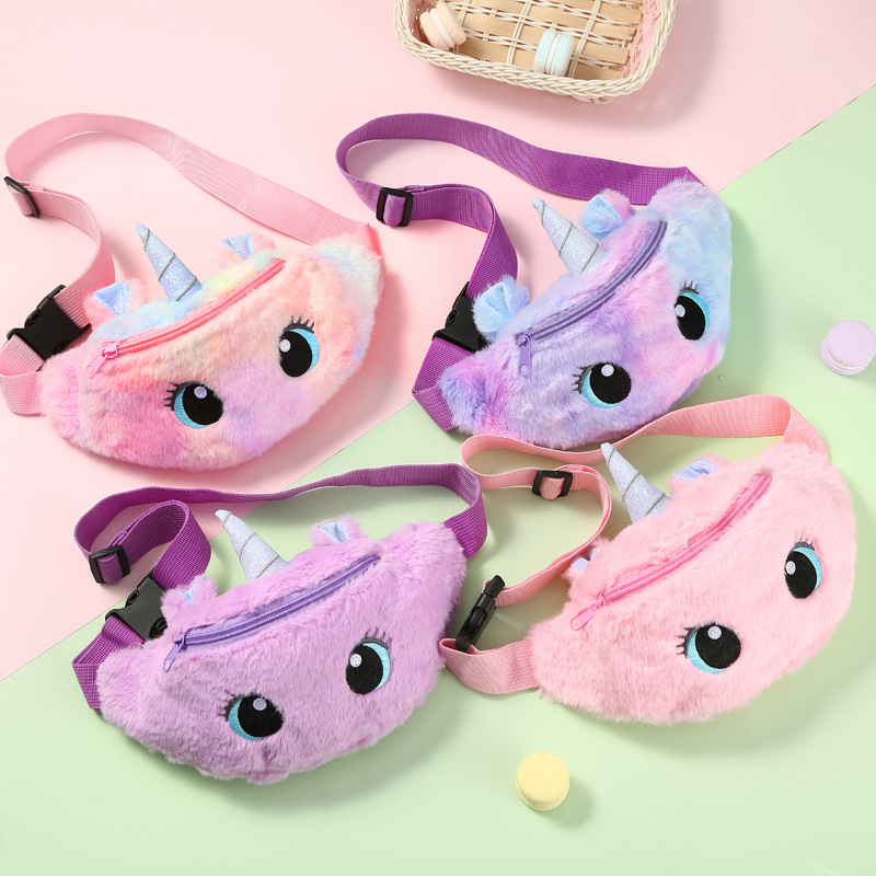 Unicorn Big Eyes Waist Bag Kindergarten Kid's Messenger Bag Chest Bag Cartoon Plush Shoulder Bag Little Girl Cute Unicorn Big Eyes Waist Bag Kindergarten Kid's Messenger Bag Chest Bag Cartoon Plush Shoulder Bag Little Girl Cute
