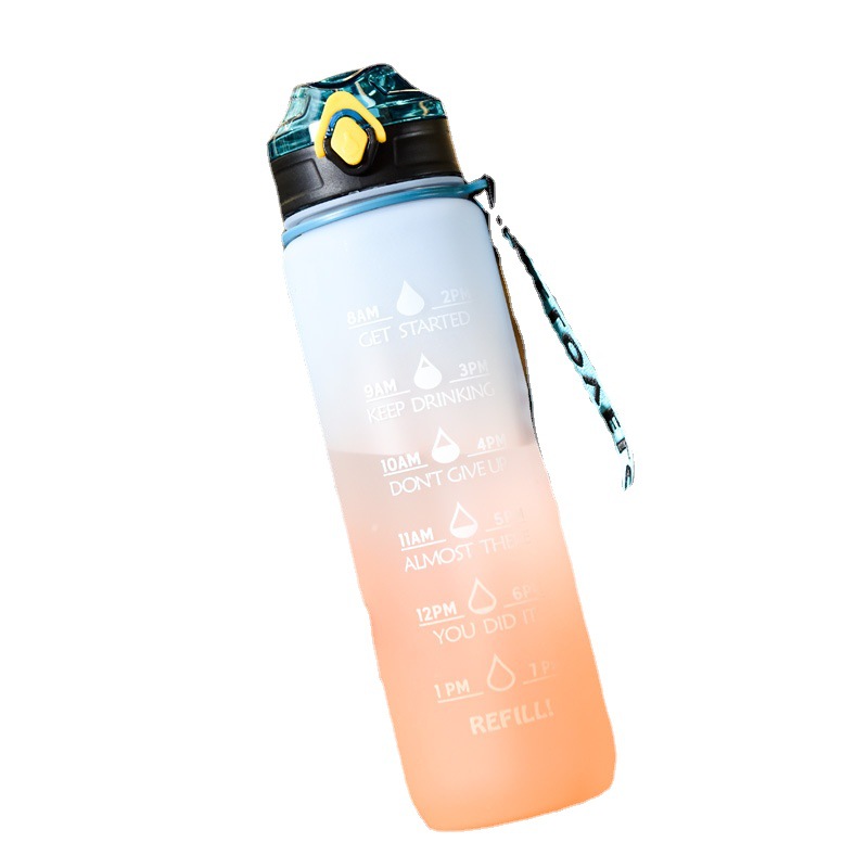Large Capacity Straw Sports Cup Creative Outdoor Fitness Bottle Color Water Bottle Gradient Color Water Cup Wholesale