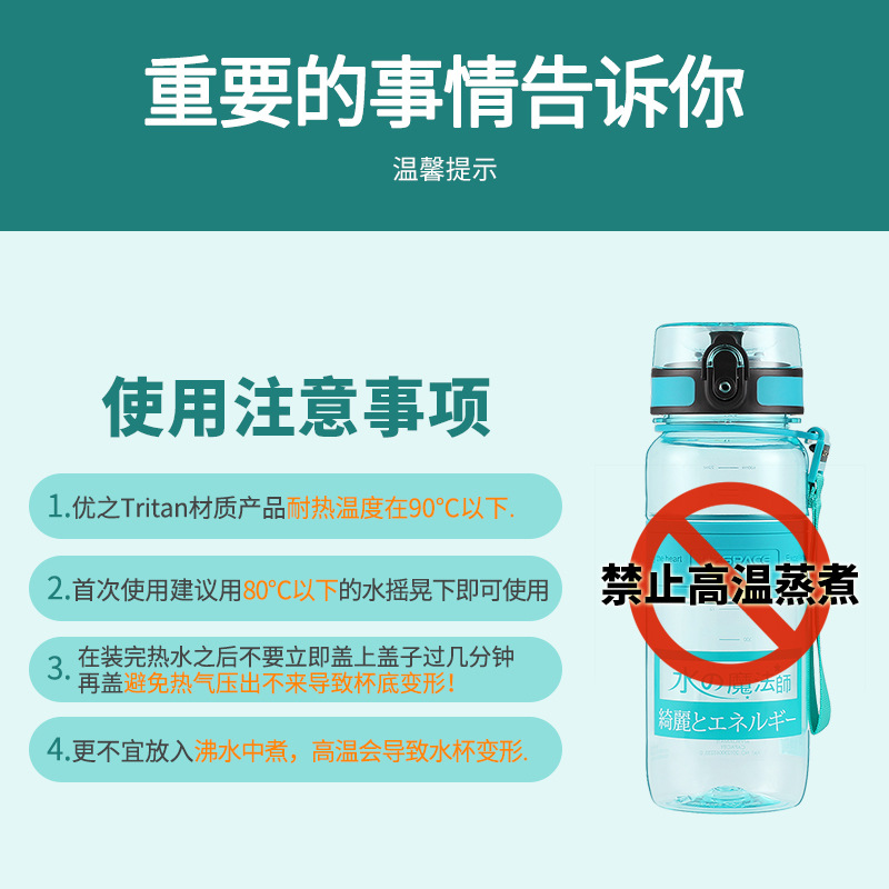 LargeCapacity Cup Plastic 1000Ml Portable DropResistant Male and Female Students Fitness Kettle Outdoor Sports Cup