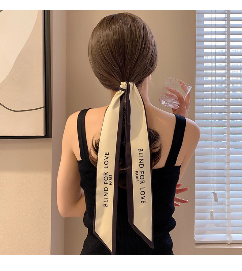Small Long Letter Scarf Hair Band Ribbon French Vintage Style Tie Hair Arm Bag Spring and Autumn Tie Hair Bow Headdress Small Long Letter Scarf Hair Band Ribbon French Vintage Style Tie Hair Arm Bag Spring and Autumn Tie Hair Bow Headdress