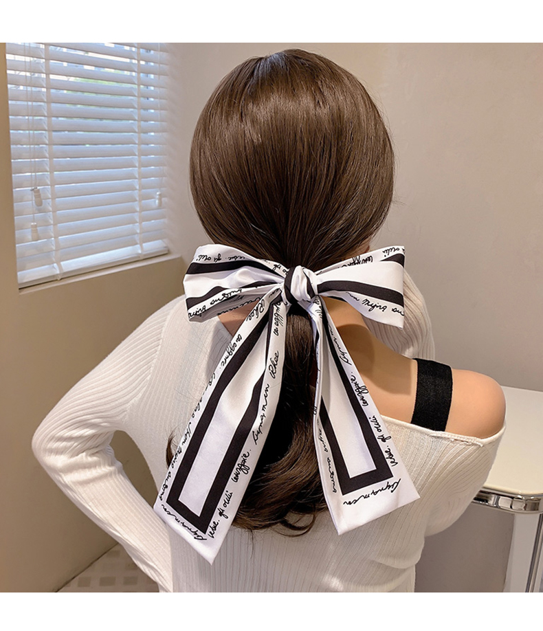 Small Long Letter Scarf Hair Band Ribbon French Vintage Style Tie Hair Arm Bag Spring and Autumn Tie Hair Bow Headdress Small Long Letter Scarf Hair Band Ribbon French Vintage Style Tie Hair Arm Bag Spring and Autumn Tie Hair Bow Headdress