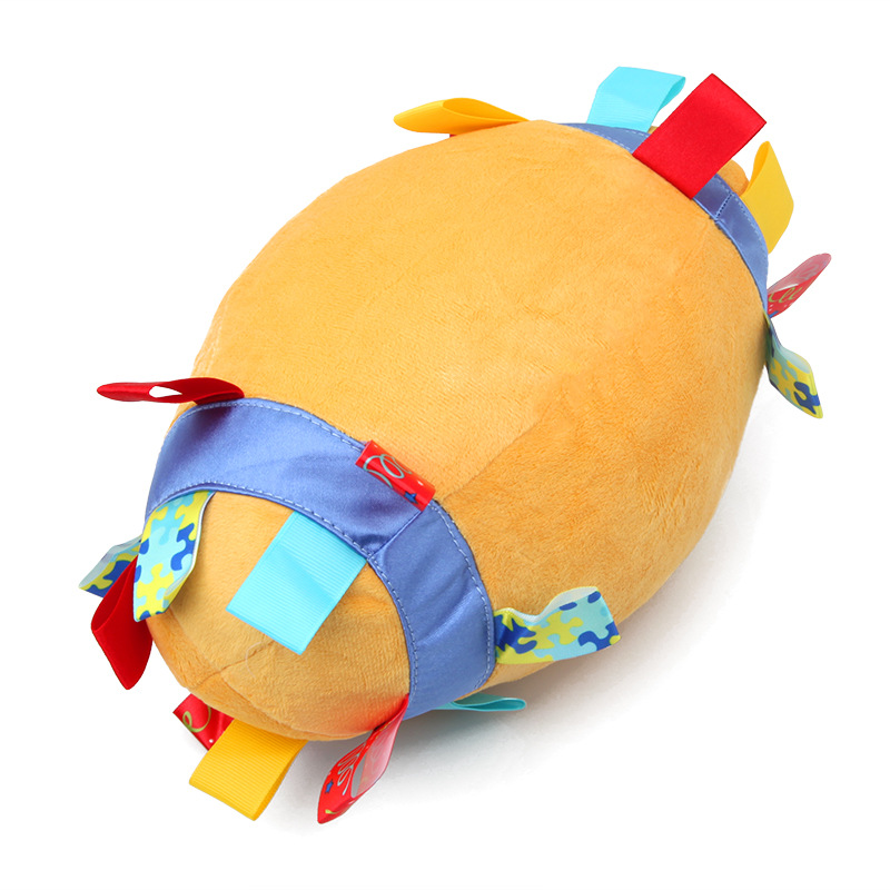 Puzzle Baby Hand Ball Plush Toy Label Rugby Baby Climbing Exercise Toy Built-in Jingle Bell