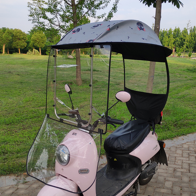 Bike Canopy Awning Motorcycle Tram Sunshade Battery Car Black Glue Thickened Sun Protection Rain Proof Canopy Umbrella