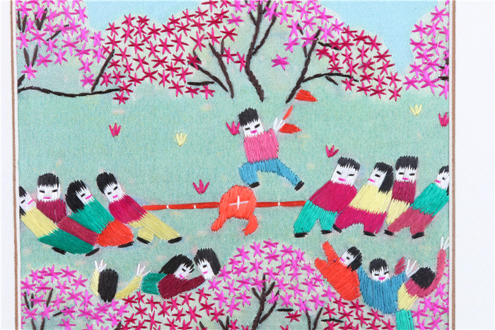 Tug of war theme pattern embroidery farmer painting Tug of war theme pattern embroidery farmer painting