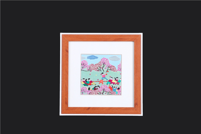 Tug of war theme pattern embroidery farmer painting Tug of war theme pattern embroidery farmer painting