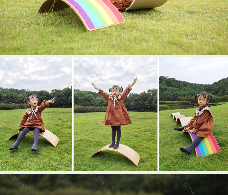 Children's Puzzle Sensory Training Seesaw Kindergarten Sports Game Wooden Balance Board Yoga Balance Practice Board