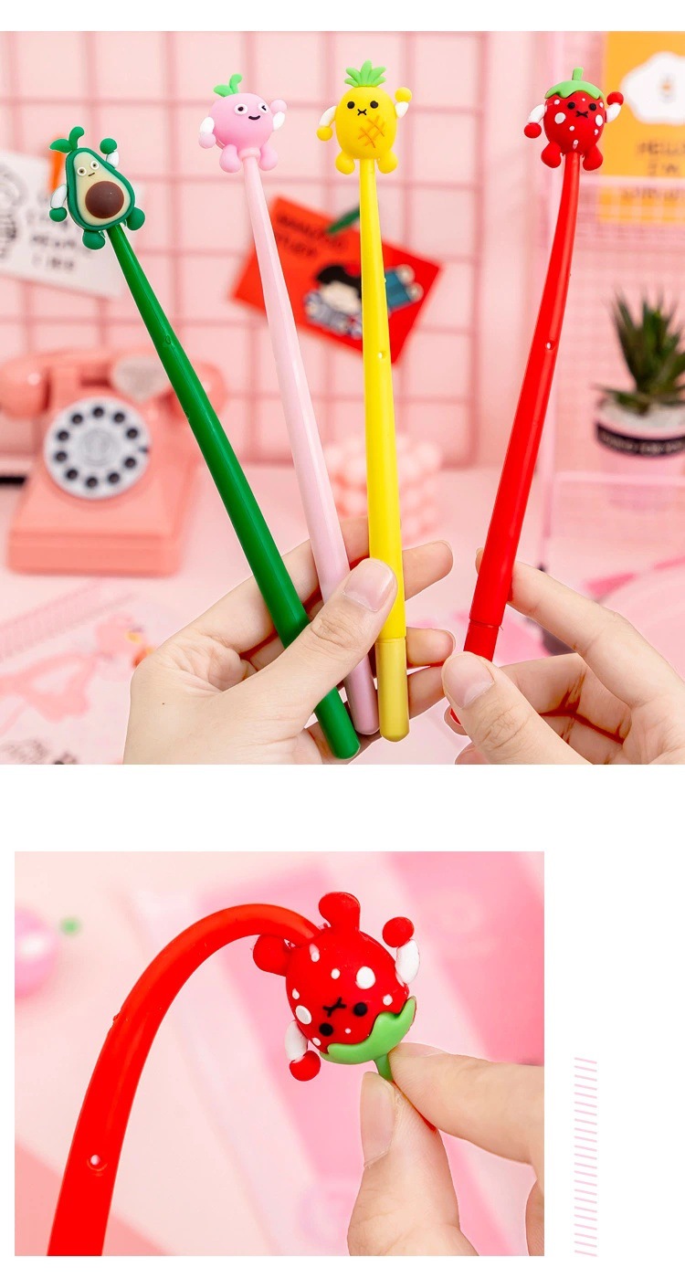 Creative Style Avocado Shape Gel Pen Cute Student Pen Cartoon Stationery Office Supplies Water-Based Sign Pen