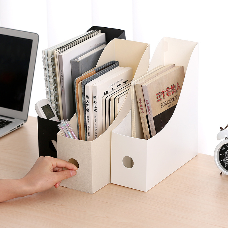 Desktop File Shelf Students Use Document Rack Office Supplies to Organize Plastic Bookend Bookshelf File Storage Box