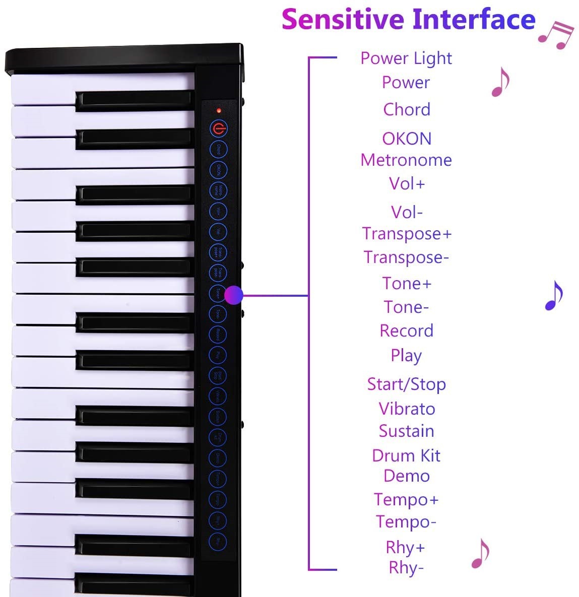 Bluetooth Portable Electric Piano Hand-Rolled Piano Keyboard for Adult Beginners Portable Electronic Piano Poppiano Bluetooth Portable Electric Piano Hand-Rolled Piano Keyboard for Adult Beginners Portable Electronic Piano Poppiano