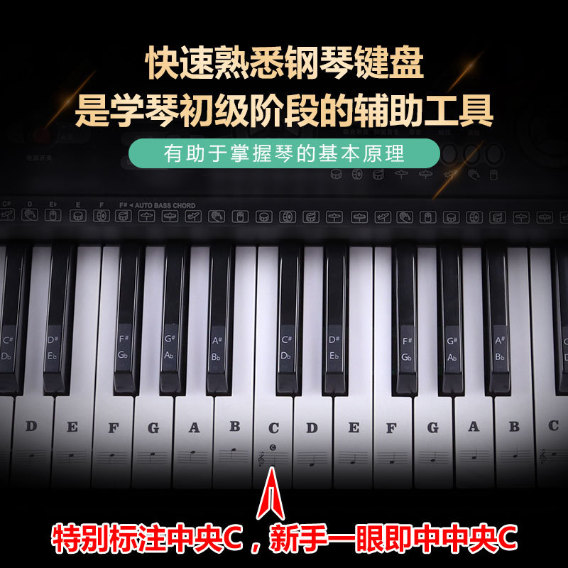 Key Piano Transparent Sticker Electronic Keyboard Keys Plate Hand Roll Steel Keys Sticker Simple Spectrum Scale Sticker