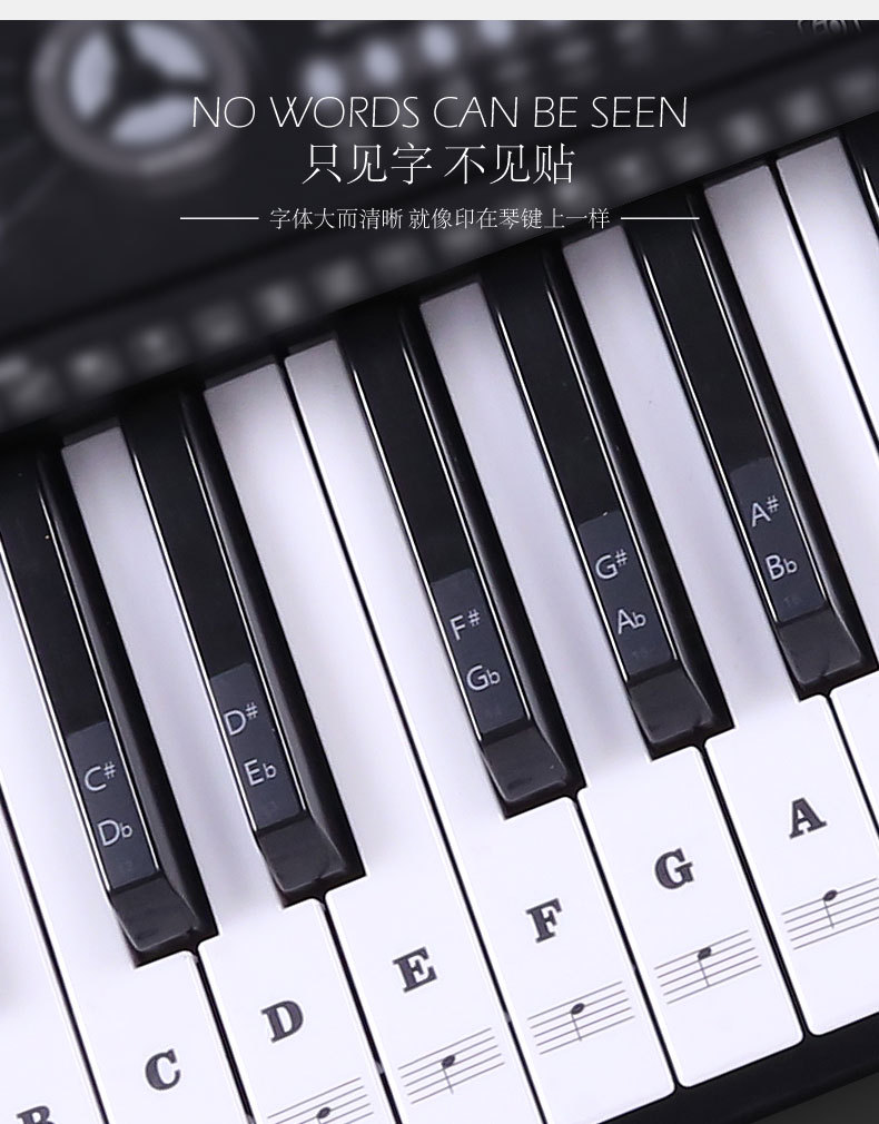 Key Piano Transparent Sticker Electronic Keyboard Keys Plate Hand Roll Steel Keys Sticker Simple Spectrum Scale Sticker Key Piano Transparent Sticker Electronic Keyboard Keys Plate Hand Roll Steel Keys Sticker Simple Spectrum Scale Sticker
