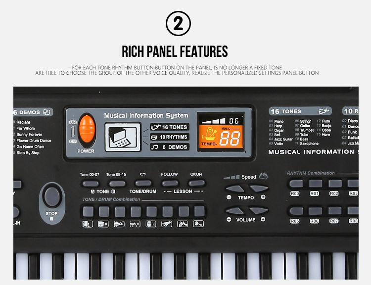 Children's Electronic Keyboard Musical Instrument 61Key MultiFunction Studio Toy Gift Educational Piano with Power Children's Electronic Keyboard Musical Instrument 61Key MultiFunction Studio Toy Gift Educational Piano with Power