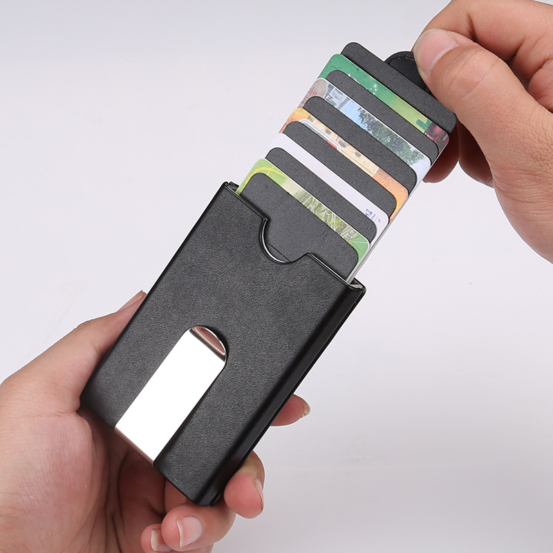 The new aluminum alloy RFID antimagnetic metal automatic credit card case card pack organ position card pack The new aluminum alloy RFID antimagnetic metal automatic credit card case card pack organ position card pack
