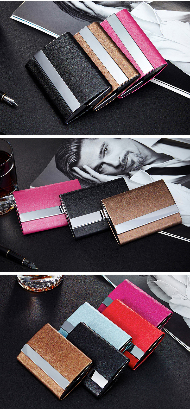 Open Business Card Case on Both Sides Metal Welding Business Card Case Creative Business Card Holder Men's Open Business Card Case on Both Sides Metal Welding Business Card Case Creative Business Card Holder Men's