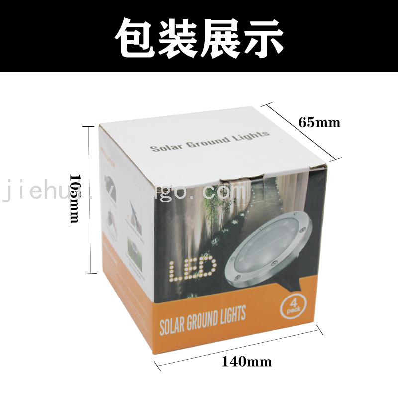 New LED Solar Ground Lamp Warm White Light Waterproof Lawn Landscape Light round Stainless Steel Courtyard Lawn Lamp