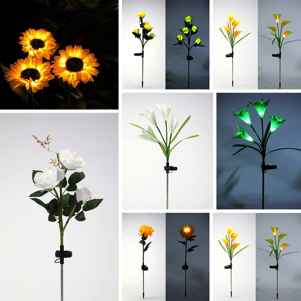 Lotus Lantern Solar Sunflower Simulation Lily Festive Lantern Common Calla Garden Lamp Chrysanthemum Rose Lawn Lamp