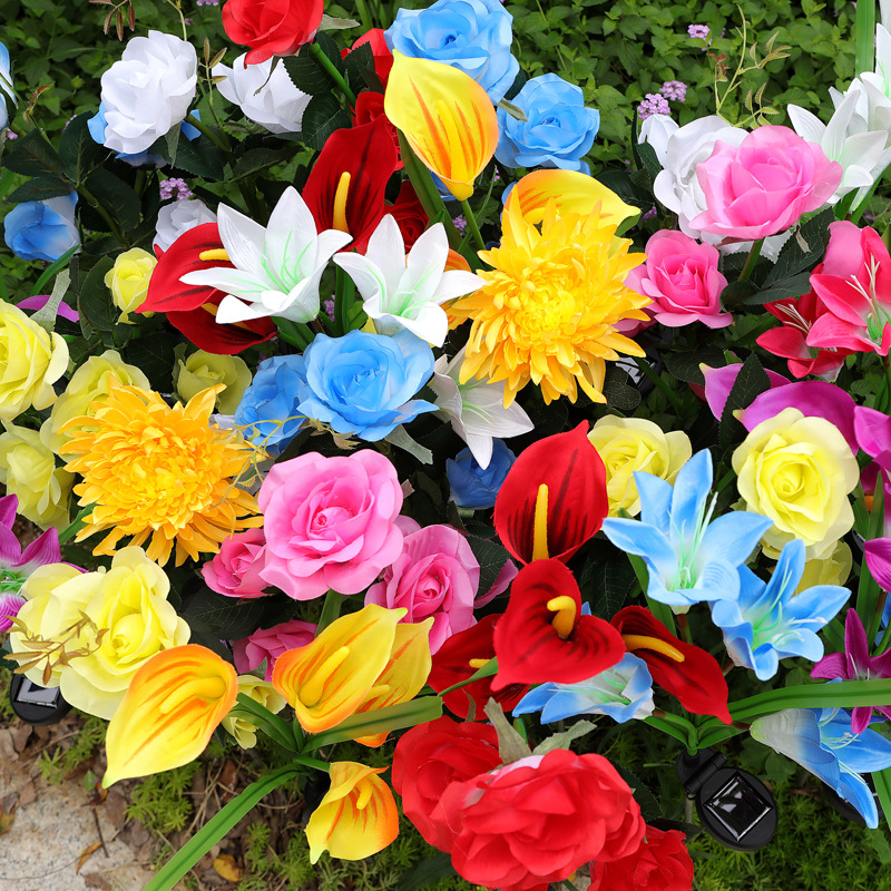 Lotus Lantern Solar Sunflower Simulation Lily Festive Lantern Common Calla Garden Lamp Chrysanthemum Rose Lawn Lamp