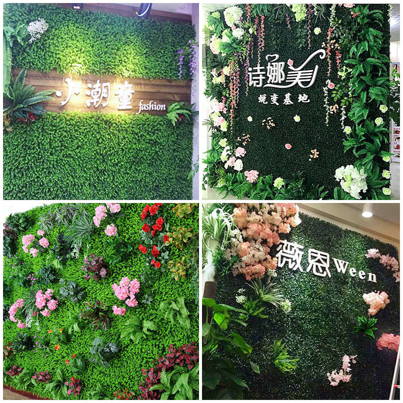Background Wall Plastic Lawn Green Plant Wall Door Head Shop Recruitment Image Wall Artificial Flower Wall Decoration
