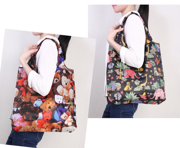 New printed folding eco-friendly supermarket shoppingbag polyester waterproof bag portable portable gift advertising bag