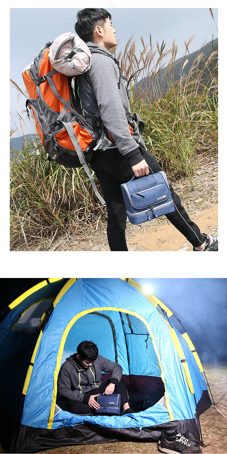New Korean travel waterproof bag makeup bag large capacity dry and wet separation wash gargle bag finishing bag