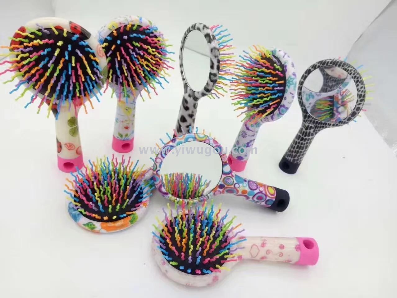 New ABS material printing rainbow comb practical hairdressing comb dual - use mirror sets of gifts advertising billiards
