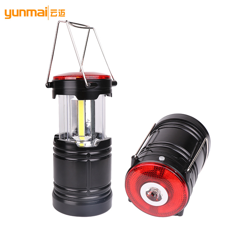 New Style Cob Led Strong Light Barn Lantern Led Red White Light Biswitch Dry Cell Plastic Outdoor Camping Light