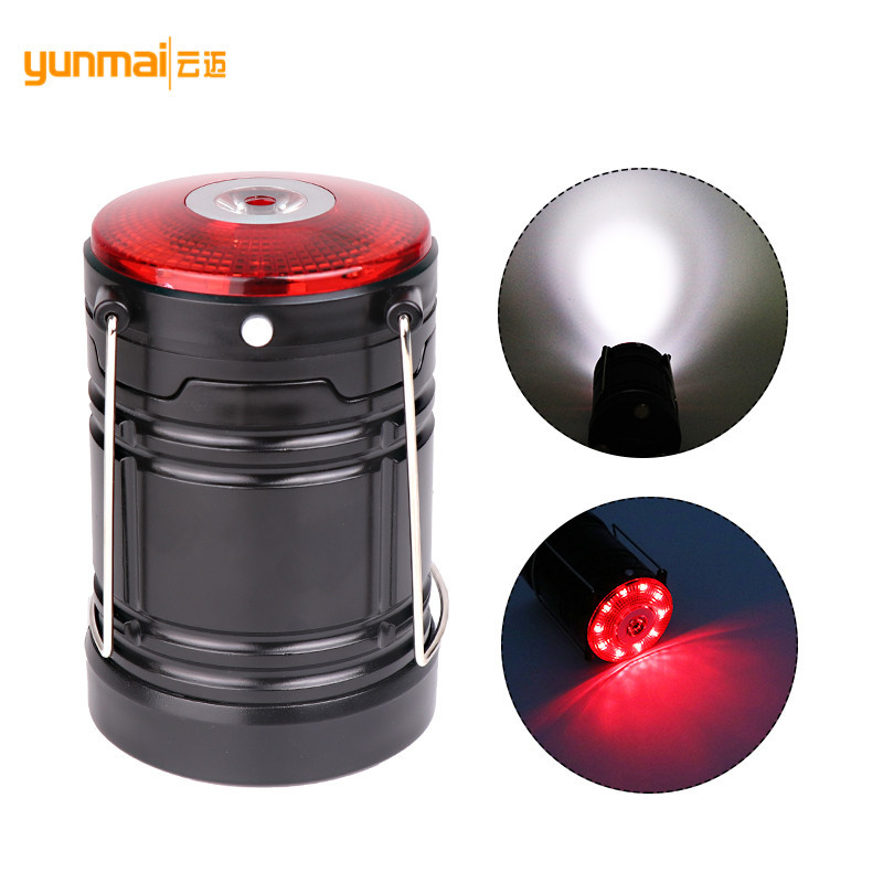 New Style Cob Led Strong Light Barn Lantern Led Red White Light Biswitch Dry Cell Plastic Outdoor Camping Light