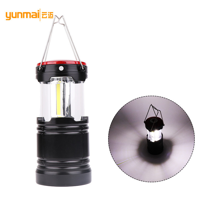 New Style Cob Led Strong Light Barn Lantern Led Red White Light Biswitch Dry Cell Plastic Outdoor Camping Light