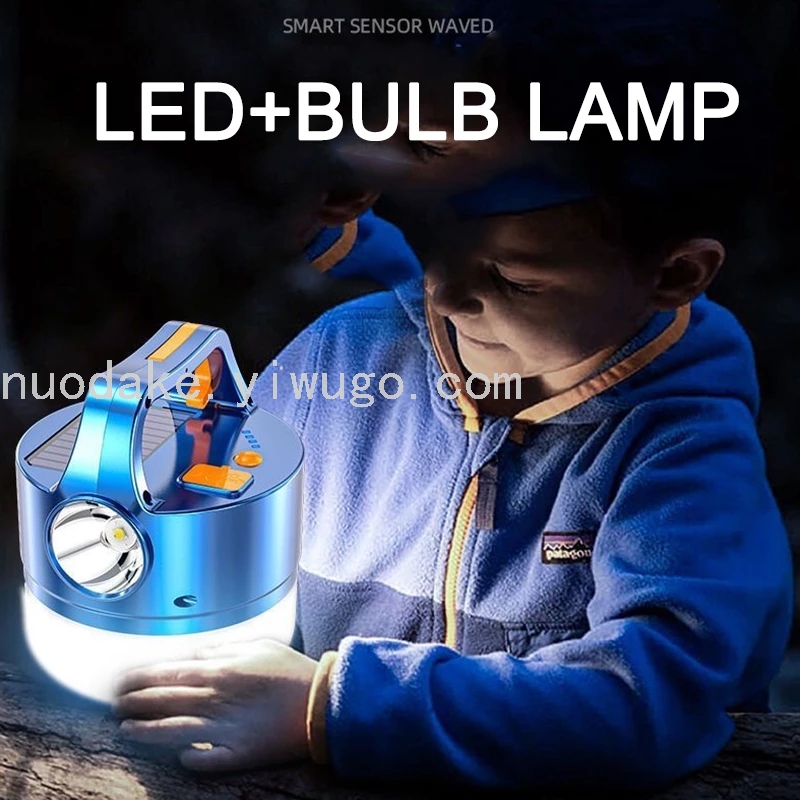 Solar Charging Bulb USB Charging Multifunctional Portable Light with Hook Outdoor Camping Light Tent Light