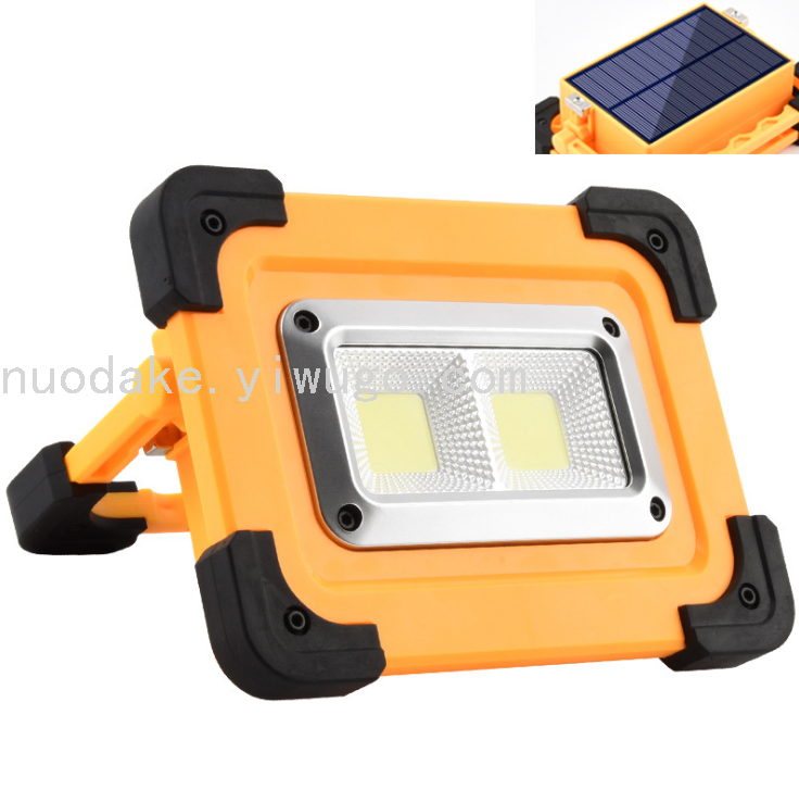 Solar Rechargeable Portable Searchlight with Red and Blue Warning Power Bank Multifunctional Outdoor Camping Light