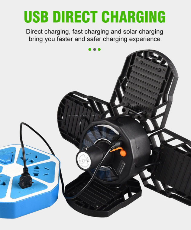 Solar Charging Three Leaves Foldable UFO Lamp Outdoor Lighting Camping Light Emergency Light Night Market Light