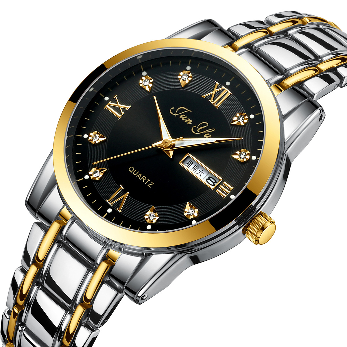 Automatic Movement NonMechanical Men's Watch Double Calendar Luminous Waterproof Business Steel Wrist Quartz Watch Automatic Movement NonMechanical Men's Watch Double Calendar Luminous Waterproof Business Steel Wrist Quartz Watch
