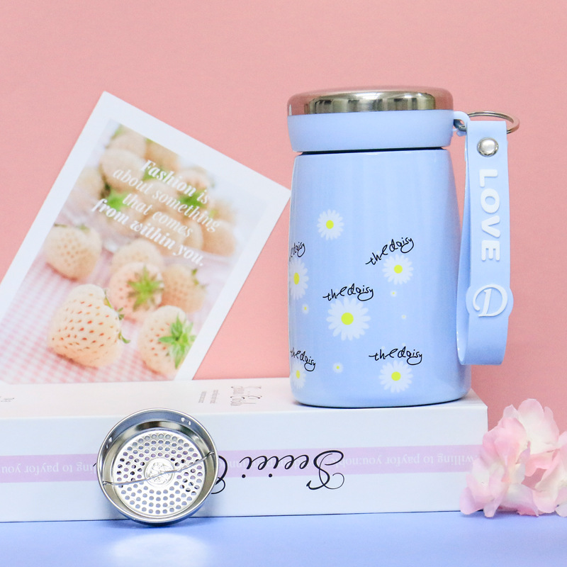 2020 small Daisy water cup with tea separated by wrist and their flowers mini cup 316 stainless steel thermos GMBH cup