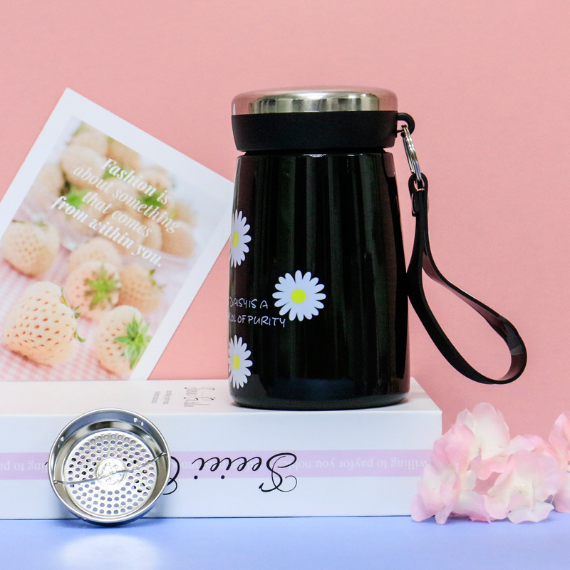 2020 small Daisy water cup with tea separated by wrist and their flowers mini cup 316 stainless steel thermos GMBH cup
