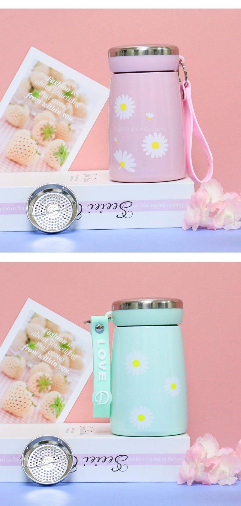 2020 small Daisy water cup with tea separated by wrist and their flowers mini cup 316 stainless steel thermos GMBH cup 2020 small Daisy water cup with tea separated by wrist and their flowers mini cup 316 stainless steel thermos GMBH cup