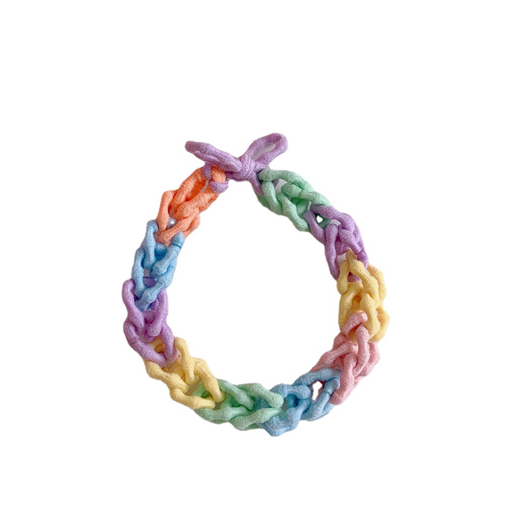 Rainbow Couple Bracelet Hair Band DualUse Internet Celebrity Ins Wrist Woven Rubber Band for Boyfriend Color Hair Rope