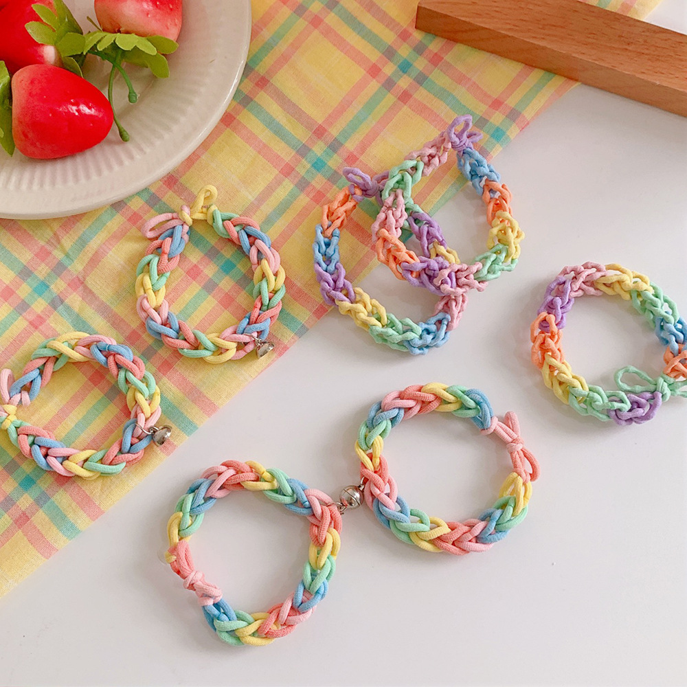 Rainbow Couple Bracelet Hair Band DualUse Internet Celebrity Ins Wrist Woven Rubber Band for Boyfriend Color Hair Rope Rainbow Couple Bracelet Hair Band DualUse Internet Celebrity Ins Wrist Woven Rubber Band for Boyfriend Color Hair Rope