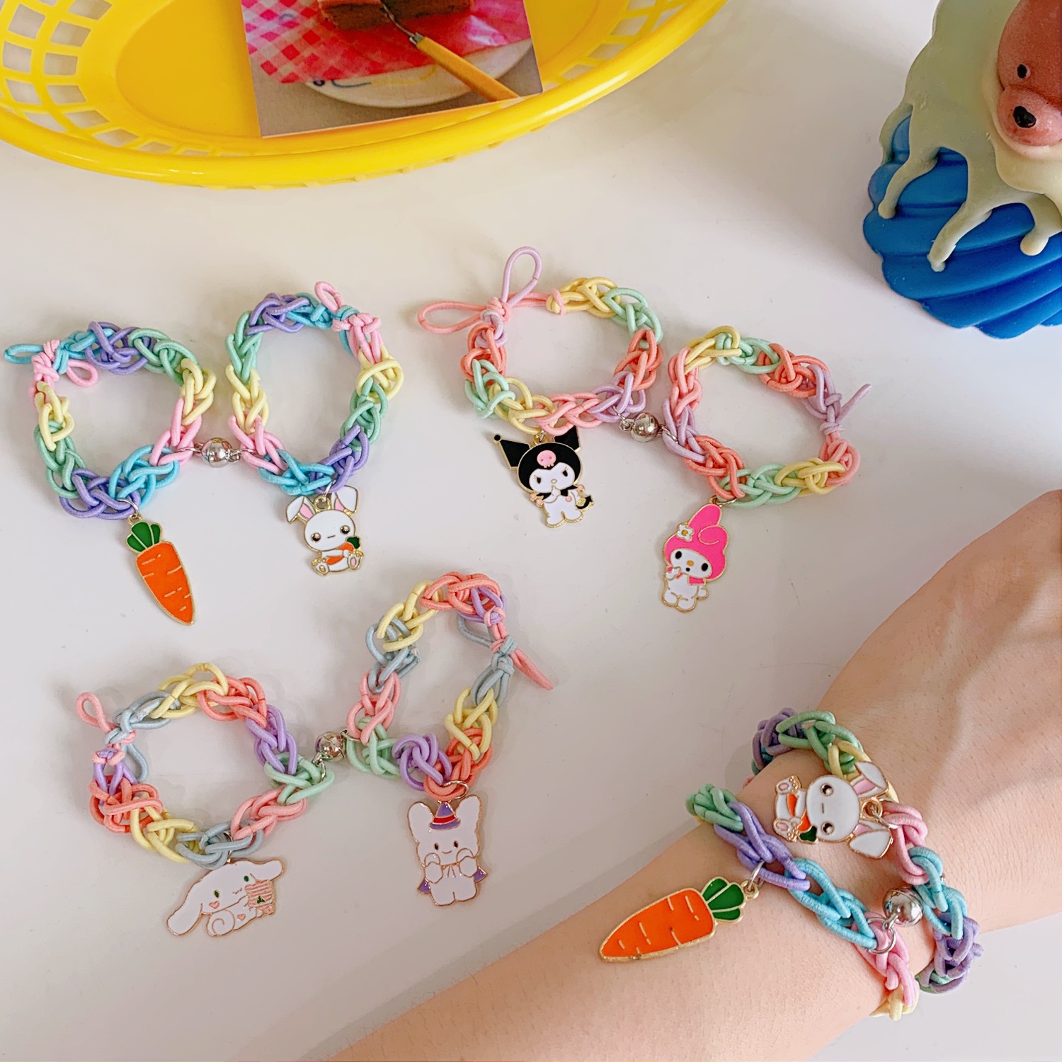 Rainbow Couple Bracelet Hair Band DualUse Internet Celebrity Ins Wrist Woven Rubber Band for Boyfriend Color Hair Rope Rainbow Couple Bracelet Hair Band DualUse Internet Celebrity Ins Wrist Woven Rubber Band for Boyfriend Color Hair Rope