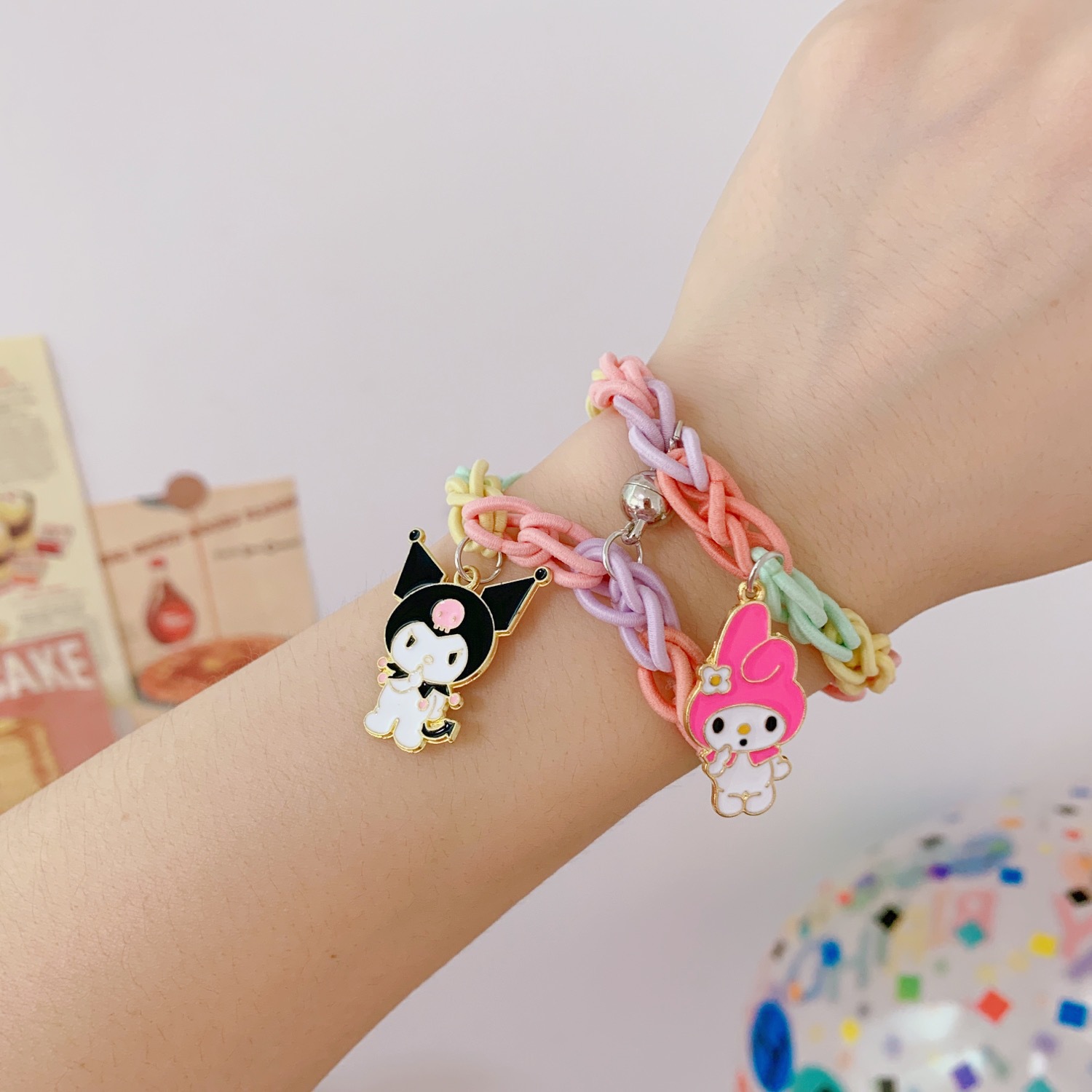 Rainbow Couple Bracelet Hair Band DualUse Internet Celebrity Ins Wrist Woven Rubber Band for Boyfriend Color Hair Rope Rainbow Couple Bracelet Hair Band DualUse Internet Celebrity Ins Wrist Woven Rubber Band for Boyfriend Color Hair Rope