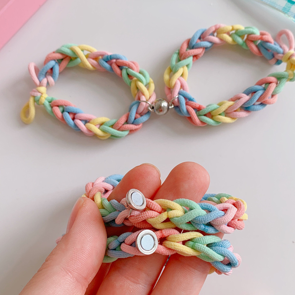 Rainbow Couple Bracelet Hair Band DualUse Internet Celebrity Ins Wrist Woven Rubber Band for Boyfriend Color Hair Rope Rainbow Couple Bracelet Hair Band DualUse Internet Celebrity Ins Wrist Woven Rubber Band for Boyfriend Color Hair Rope