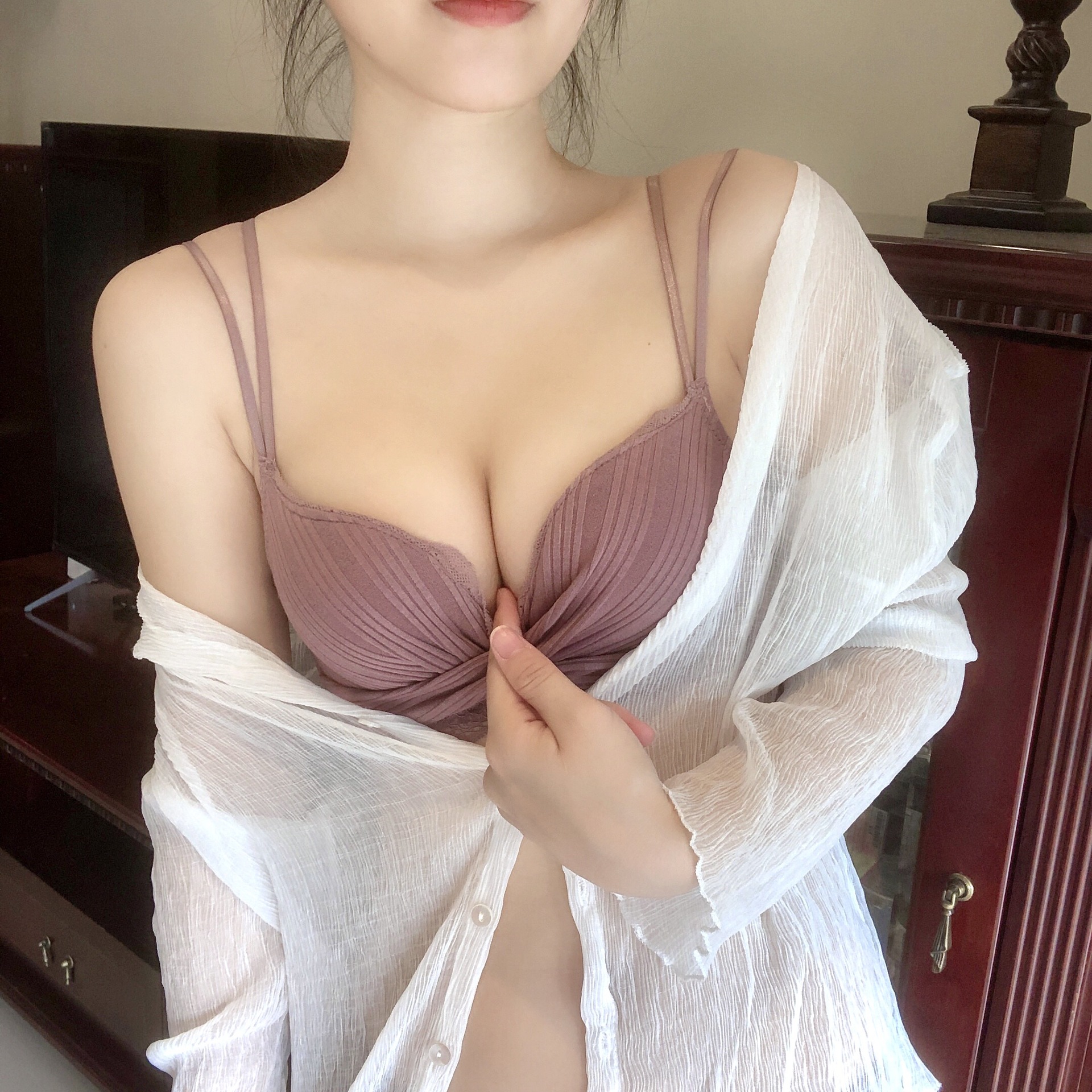 New French Style Girl Wireless Sexy Beauty Back Bra Lace Push up Small Breasts Underwear Women&#039;s Push up Bra Suit
