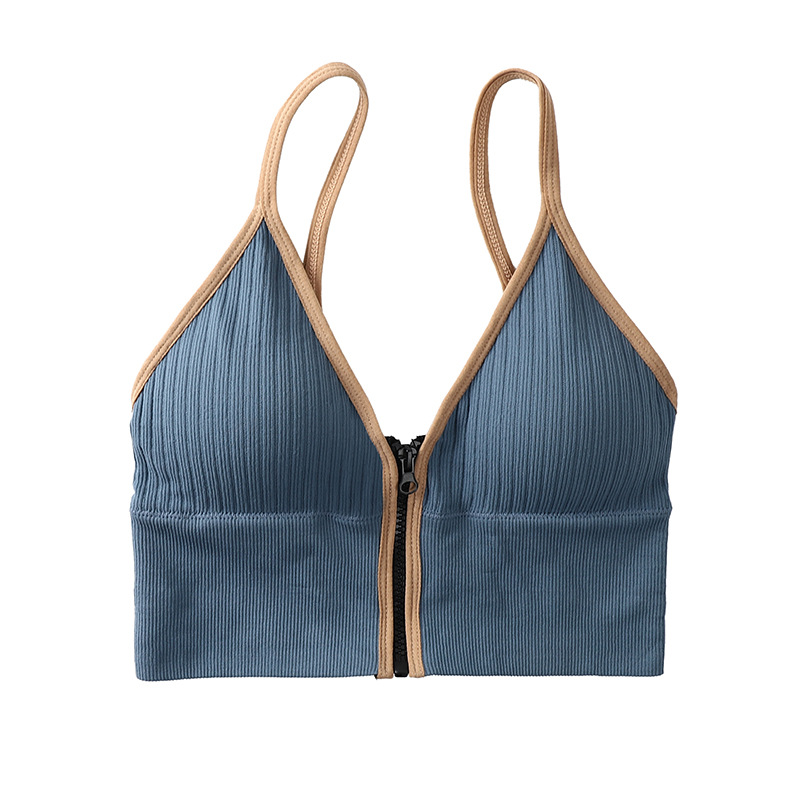 New Deep V Zipper Beautiful Back Wrapped Chest Sports Bottoming Camisole Seamless Push up Sexy Tube Top Underwear Ladies