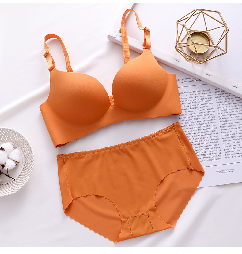 Macaron One Piece Underwear Traceless Girl Bra Set Smooth Wirless Push up Adjusting Bra Macaron One Piece Underwear Traceless Girl Bra Set Smooth Wirless Push up Adjusting Bra