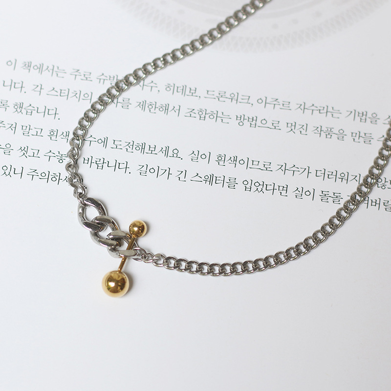 Niche Chain Balance Ball Match Chain Thick Chain Necklace Clavicle Chain Titanium Steel Silver Color Does Not Fade Niche Chain Balance Ball Match Chain Thick Chain Necklace Clavicle Chain Titanium Steel Silver Color Does Not Fade
