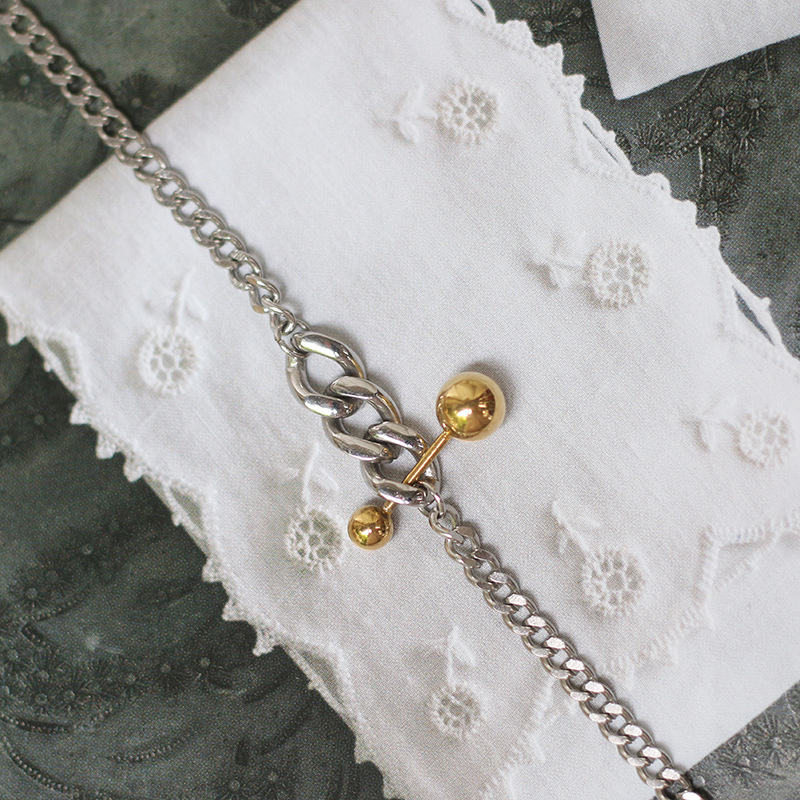 Niche Chain Balance Ball Match Chain Thick Chain Necklace Clavicle Chain Titanium Steel Silver Color Does Not Fade Niche Chain Balance Ball Match Chain Thick Chain Necklace Clavicle Chain Titanium Steel Silver Color Does Not Fade