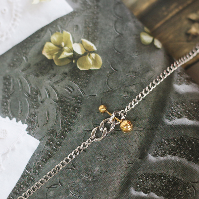 Niche Chain Balance Ball Match Chain Thick Chain Necklace Clavicle Chain Titanium Steel Silver Color Does Not Fade Niche Chain Balance Ball Match Chain Thick Chain Necklace Clavicle Chain Titanium Steel Silver Color Does Not Fade