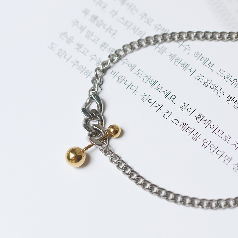 Niche Chain Balance Ball Match Chain Thick Chain Necklace Clavicle Chain Titanium Steel Silver Color Does Not Fade Niche Chain Balance Ball Match Chain Thick Chain Necklace Clavicle Chain Titanium Steel Silver Color Does Not Fade