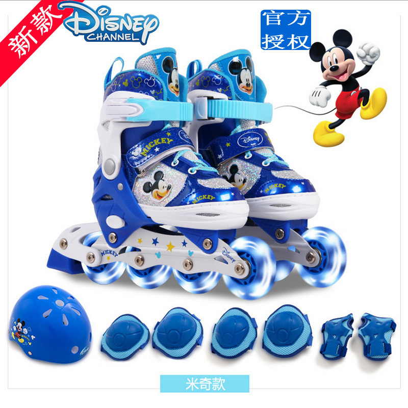 Boys and Girls Roller Skates Inline Skates Adjustable Full Flash Children the Skating Shoes Full Set Protective Gear